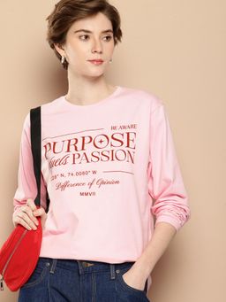 Difference of Opinion - Womens Long Sleeve Oversized T-shirt - Pink