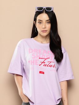 Difference of Opinion - Womens Short Sleeve Oversized Typography T-shirt - Lavender