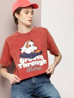 DILLINGER - Womens Oversized Printed T-shirt - Red