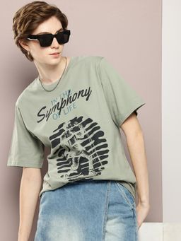 DILLINGER - Womens Oversized Graphic T-shirt - Olive