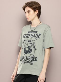 DILLINGER - Womens Oversized Printed T-shirt - Grey