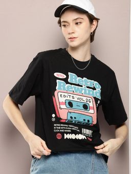 DILLINGER - Womens Oversized Graphic T-shirt - Black