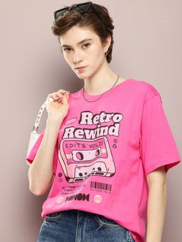 DILLINGER - Womens Oversized Printed T-shirt - Pink