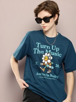 DILLINGER - Womens Oversized Printed T-shirt - Blue