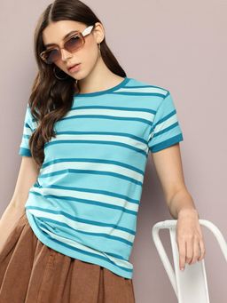 DILLINGER - Womens Short Sleeve Regular Yarn Dyed T-shirt - Blue