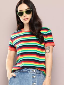 DILLINGER - Womens Short Sleeve Regular Yarn Dyed T-shirt - Multi-Color