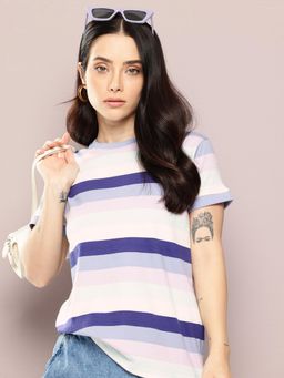 DILLINGER - Womens Short Sleeve Regular Yarn Dyed T-shirt - Purple