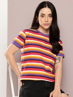 DILLINGER - Womens Short Sleeve Regular Yarn Dyed T-shirt - Multi-Color