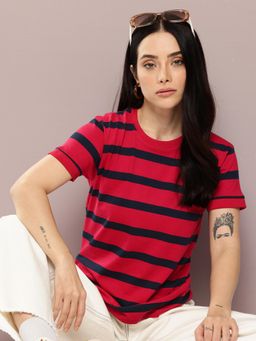 DILLINGER - Womens Short Sleeve Regular Yarn Dyed T-shirt - Red