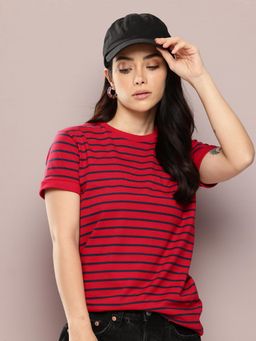 DILLINGER - Womens Short Sleeve Regular Yarn Dyed T-shirt - Red