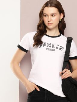 DILLINGER - Womens Regular Fit Short Sleeve Typography T-shirt - White