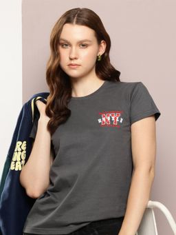 DILLINGER - Womens Regular Fit Short Sleeve Embroidery T-shirt - Grey