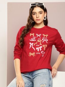 DILLINGER - Womens Long Sleeve Oversized T-shirt - Red