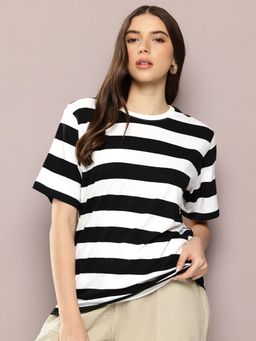 DILLINGER - Womens Short Sleeve Oversized Yarn Dyed T-shirt - Black