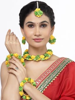 ZENEME - Gold Plated Multi-Color Gota Patti Haldi Mehandi Jewellery