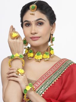 ZENEME - Gold Plated Multi-Color Gota Patti Haldi Mehandi Jewellery