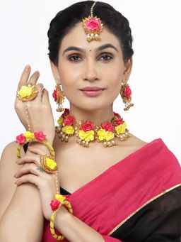 ZENEME - Gold Plated Multi-Color Gota Patti Haldi Mehandi Jewellery