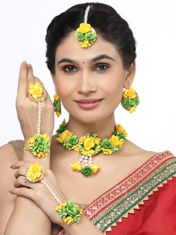 ZENEME - Gold Plated Multi-Color Gota Patti Haldi Mehandi Jewellery