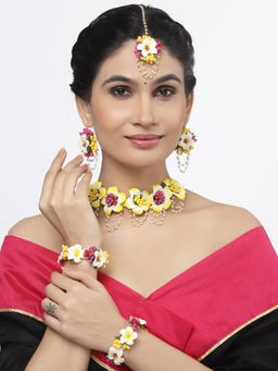 ZENEME - Gold Plated Yellow Gota Patti Haldi Mehandi Jewellery