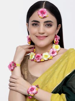 ZENEME - Gold Plated Multi-Color Gota Patti Haldi Mehandi Jewellery