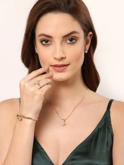 ZENEME - Gold Plated Dual Toned American Diamond Studded Jewellery