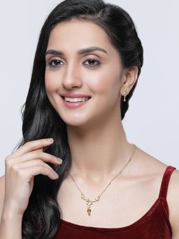 ZENEME - Antique Gold Plated Temple Style Necklace and Earring Jewellery