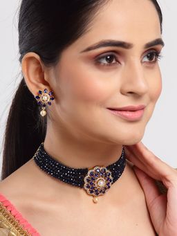 ZENEME - Gold-Plated Ad Multistrand Blue Crystal Necklace and Earrings and Girls