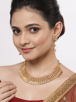 ZENEME - 24K Gold-Plated Gold Toned Temple Style Temple Coin Jewellery