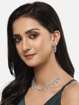 ZENEME - Rhodium-Plated Silver Turquoise American Diamond Umbrella Charm