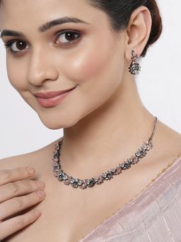 ZENEME - Rhodium-Plated Silver Blue American Diamond Umbrella Charm Jewellery