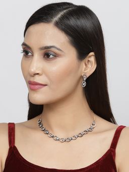 ZENEME - Rose Gold Oxidised White American Diamond Handcrafted Jewellery