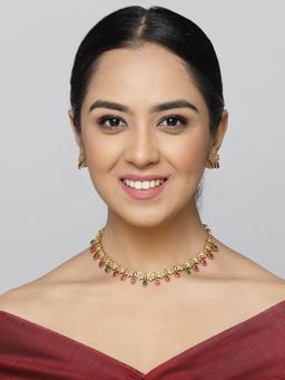 ZENEME - Gold-Plated Cz Jewellery Necklace with Earrings