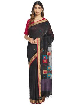 Fabindia - Black Jamdani Silk Sari