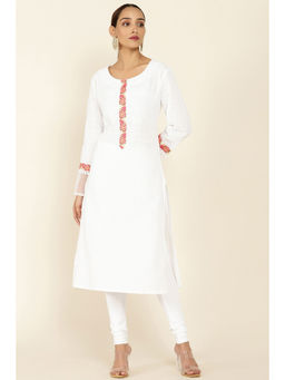Soch - Off White Cotton Straight Solid Kurta