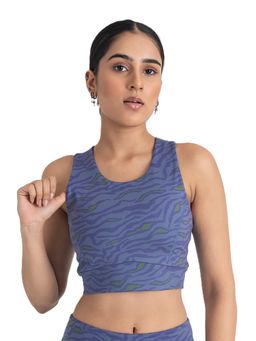 Hunnit - Safari Chic 2 in 1 Round Neck Full Coverage Stretchable Sports Bra for Women