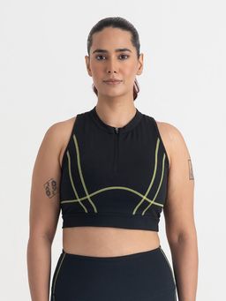 Hunnit - Yin Yang 2 in 1 Round Neck Medium Impact Stretchable Sports Bra for Women