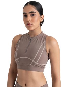 Hunnit - Yin Yang 2 in 1 Round Neck Medium Impact Stretchable Sports Bra for Women