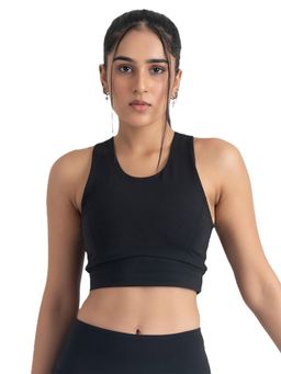 Hunnit - Zen 2 in 1 Round Neck Racerback Medium Coverage Sports Bra for Women