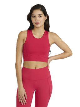 Hunnit - Zen 2 in 1 Round Neck Racerback Medium Coverage Sports Bra for Women