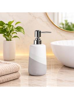 Voncasa - White & Light Grey Ceramic Soap Dispenser - 350ml