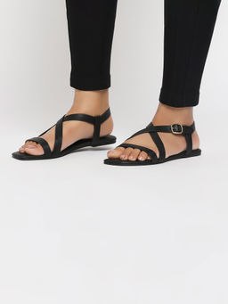 Twenty Dresses by Nykaa Fashion - Black Criss Me Cross Flats