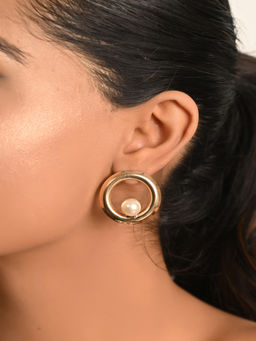 Raf The Label - White Gold Plated Circular Drop Earrings