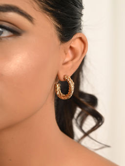 Raf The Label - Gold Plated Twisted Half Creole Hoop Earrings