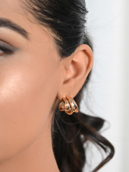 Raf The Label - Gold Plated Chunky Double Layer Hoop Earrings