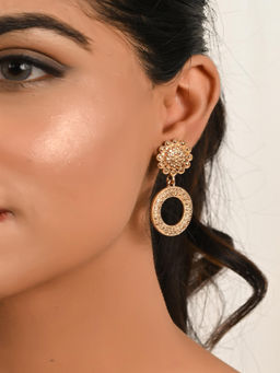Raf The Label - Gold Plated Big Statement Round Drop Boho Dangle Earrings