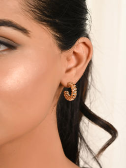 Raf The Label - Gold Plated Spring Style Hoop Earrings