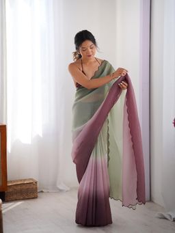 Varanga - Women Wine Silk Blend Saree with Unstitched Blouse