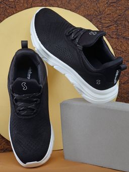 SOLETHREADS - Ecoknit Black Textured Men Sneakers