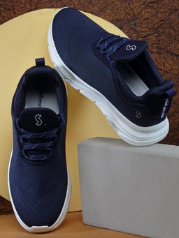 SOLETHREADS - Ecoknit Navy Blue Textured Men Sneakers