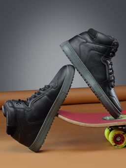 SOLETHREADS - Elevate Black Textured Men Sneakers